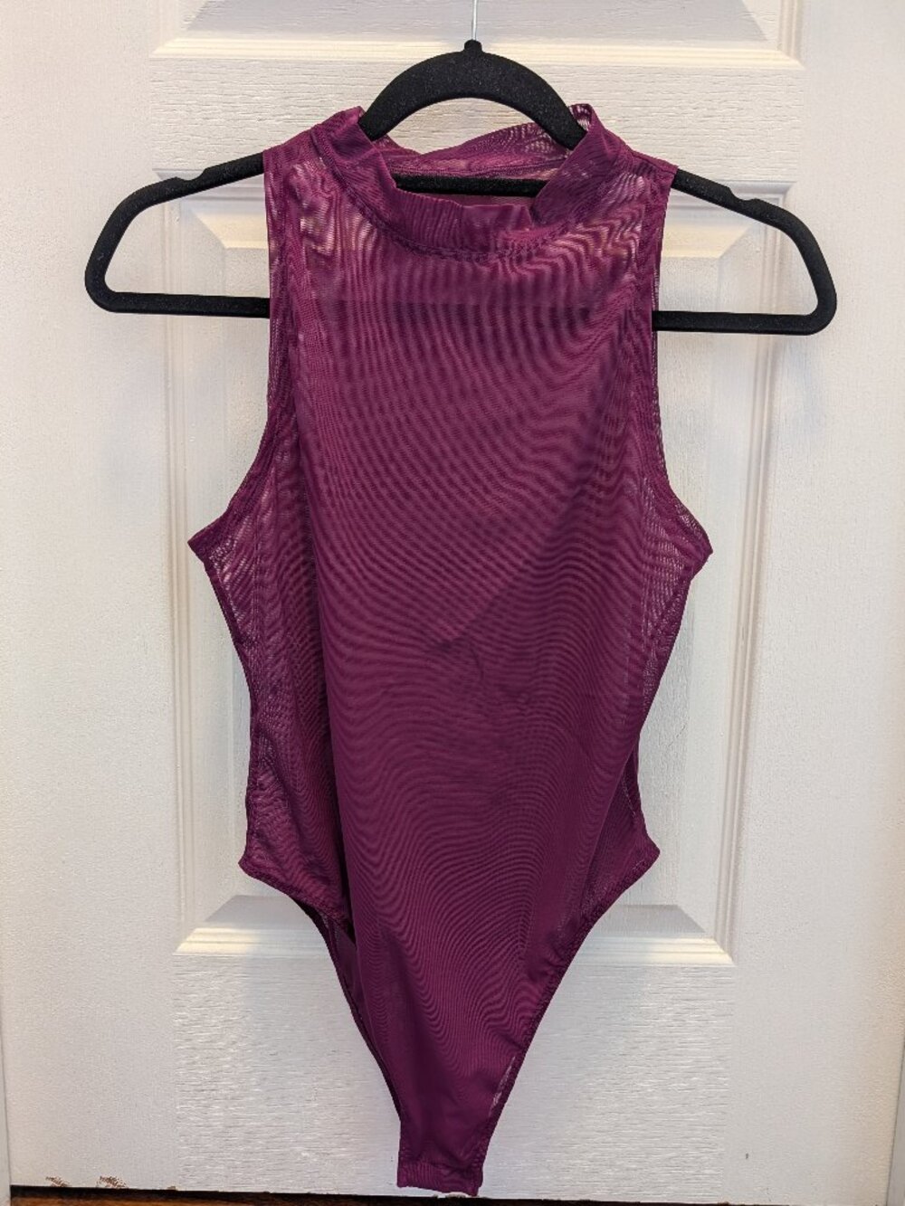 Burgundy mesh see-through bodysuit - Medium